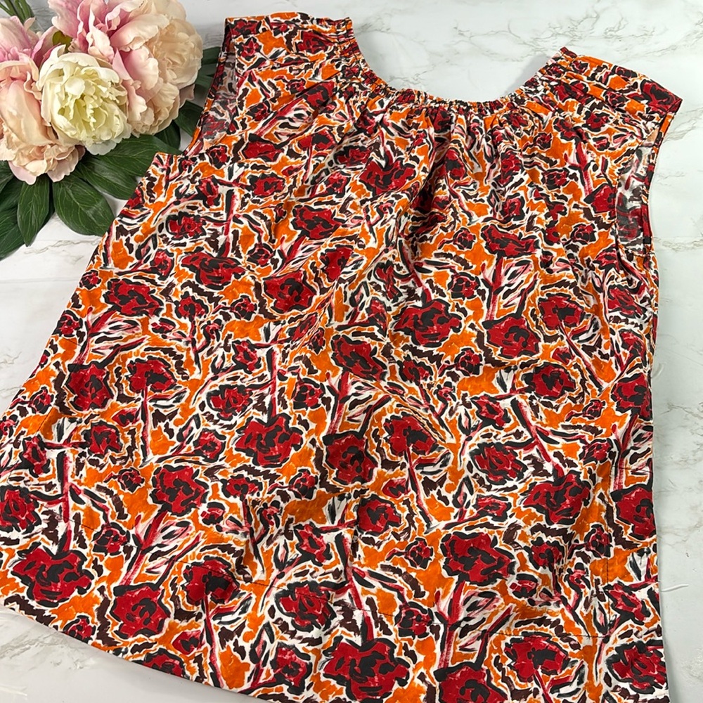 Marni Floral Print Orange Red White print scoop neck top size 42 new with tags